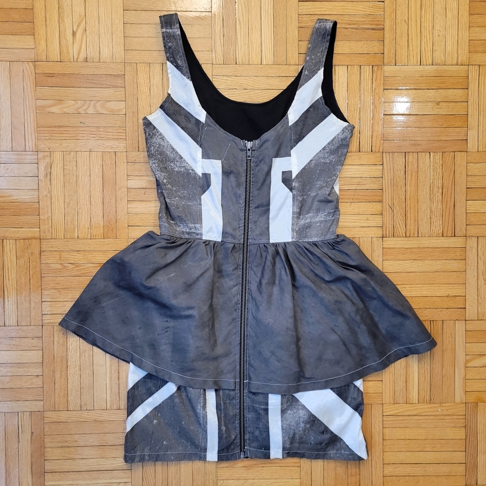 Religion Silk Party Dress with Peplum and Zipper Detailing